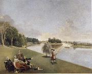 Johann Zoffany A View of the grounds of Hampton House with Mrs and Mrs Garrick taking tea oil painting reproduction